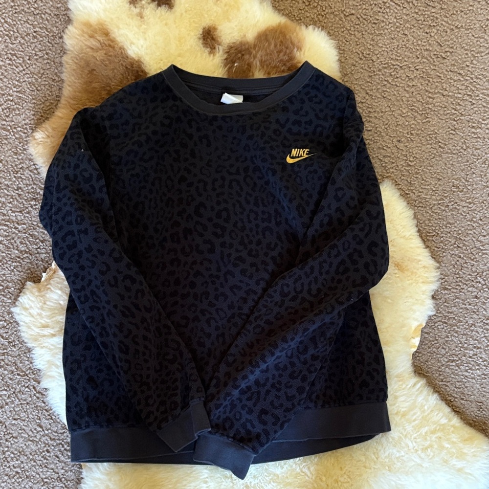 Nike Black and Gold Leopard Print Sweatshirt